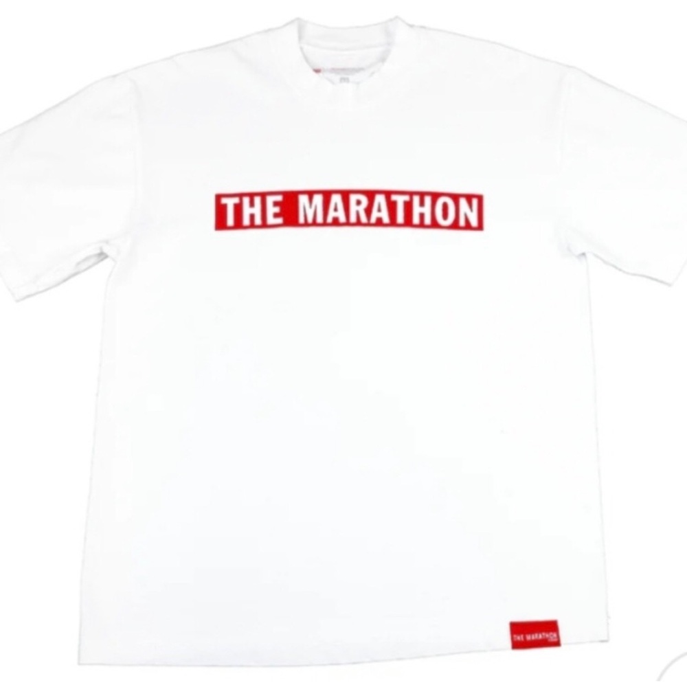 The Marathon Clothing Box Logo White T-Shirt Red Size S NWT SS24
